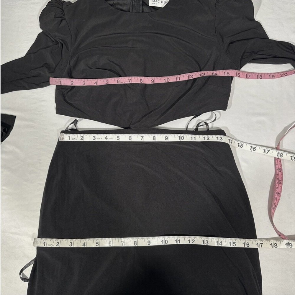 NWT $398 Mac Duggal Long Sleeve‎ Puff Shoulder Cut Out Gown Black [ SZ 6 ] #Q449 - Picture 14 of 16
